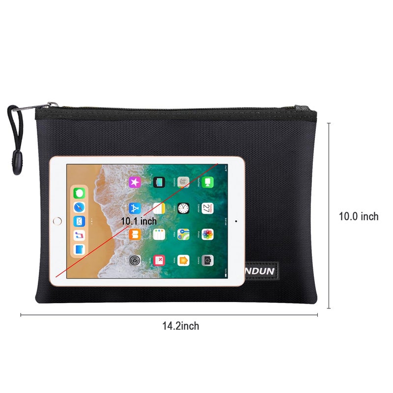 JUNDUN Fireproof Document Bags,14.2â€x 10.0â€Waterproof and Fireproof Money Bag with Aluminum Foil Lining,Fireproof Safe Storage Pouch with Zipper for Document and Cashï¼ŒBlack - Image 5